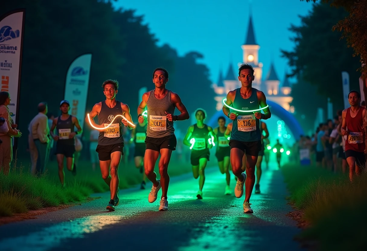Night glow run scene