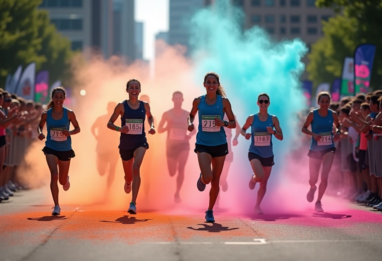 Color run finish line celebration