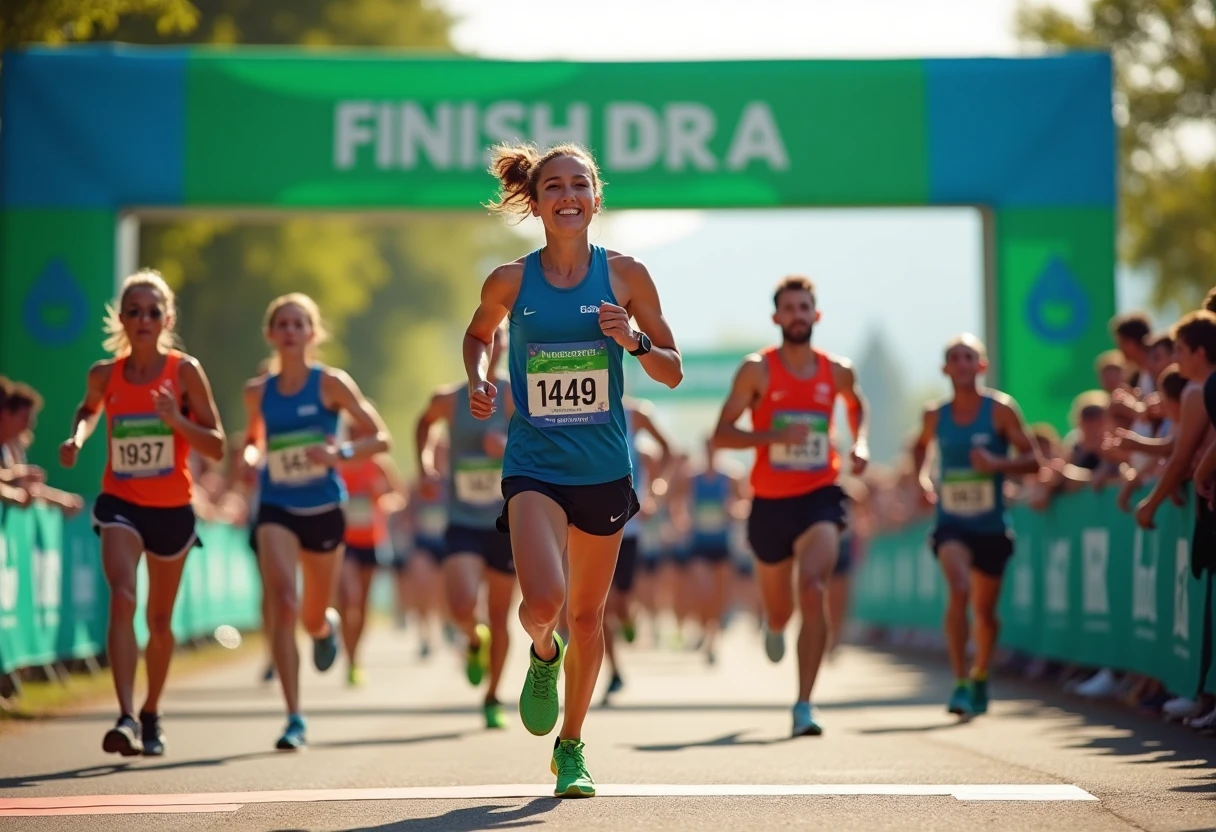 Trail running event finish line